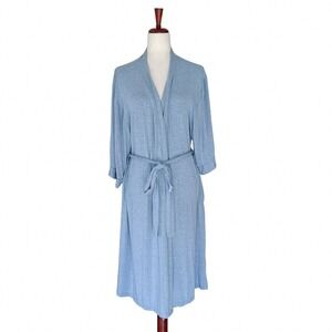 Papinelle Women's Medium Robe "Kate" Blue Modal Soft Maxi Loungewear Bathrobe